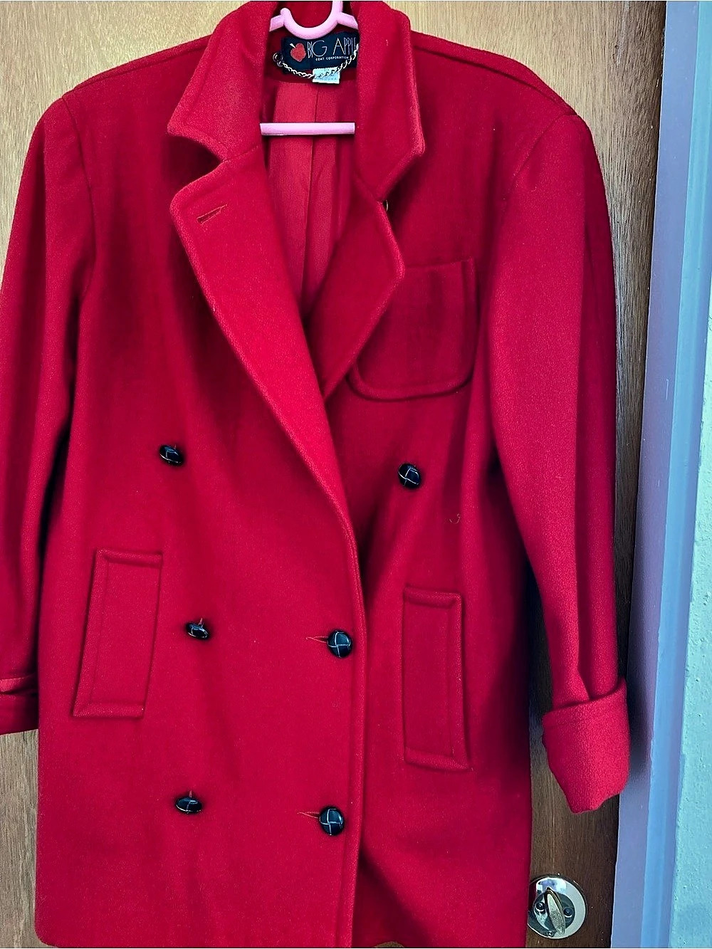 100% wool Red Double-Breasted Pea Coat Size 10